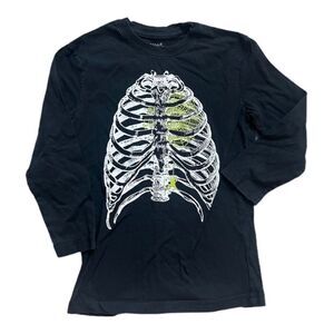 Youth Boys Falls Creek Kids Spooky Skeleton Rib Cage Halloween Shirt - Sz S 6-7